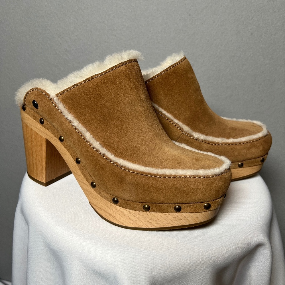 UGG® Aubriana Shearling Suede Clogs Size 9